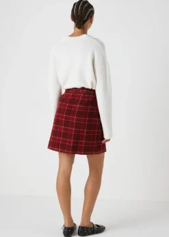 Red Check A Line Skirt