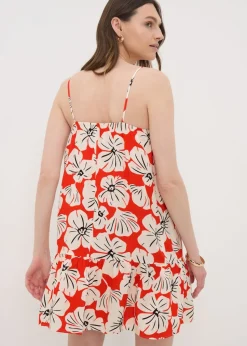 Red Floral Print Mini Cami Dress