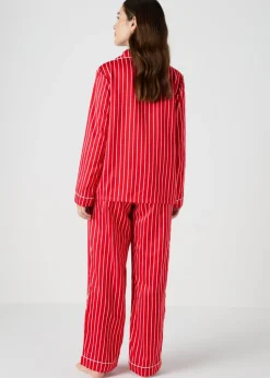 Red Stripe Satin Pyjama Set