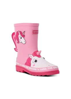 Regatta Luna the Unicorn Pink Kids' Mudplay Junior II Waterproof Wellies