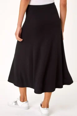 Roman Black A-Line Pull On Stretch Skirt