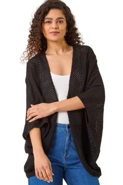 Roman Black Crochet Tunic Cardigan