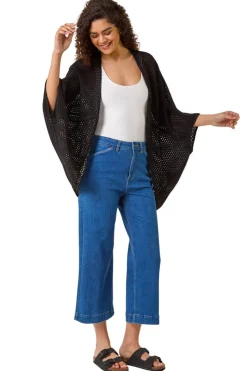 Roman Black Crochet Tunic Cardigan