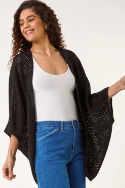 Roman Black Crochet Tunic Cardigan