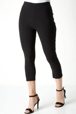 Roman Black Cropped Stretch Trouser Capri Leggings 3/4 Pedal Pushers