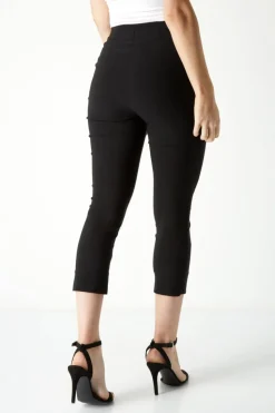 Roman Black Cropped Stretch Trouser Capri Summer Leggings 3/4 Pedal Pushers