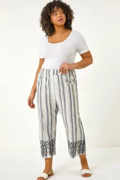 Roman Black Curve Cropped Broderie Trousers