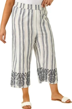 Roman Black Curve Cropped Broderie Trousers