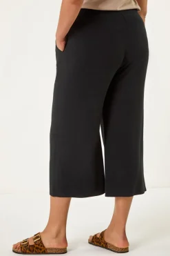 Roman Black Curve Linen Mix Cropped Trousers