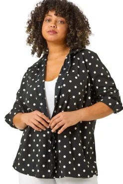 Roman Black Curve Spot Print Button Shirt
