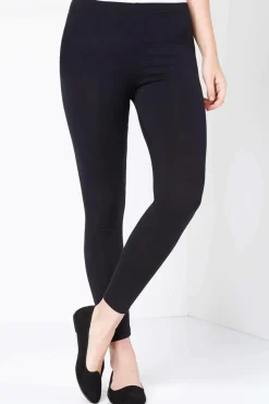 Roman Black Curve Stretch Plain Elastic Waist Leggings