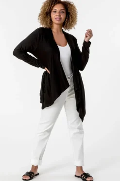 Roman Black Curve Waterfall Front Jersey Cardigan