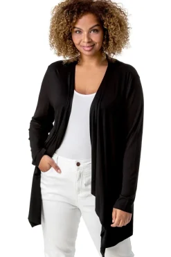 Roman Black Curve Waterfall Front Jersey Cardigan