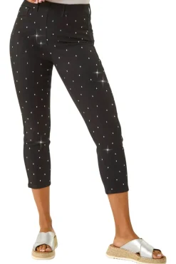 Roman Black Embellished Cropped Stretch Jeggings