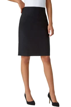 Roman Black  Pull On Stretch Elastic Waist Pencil Skirt