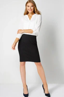Roman Black Short Textured Elastic Waist Jersey Skirt