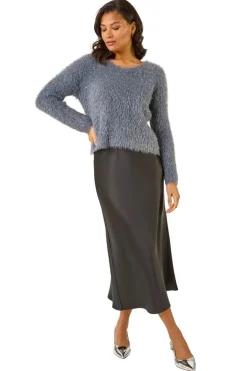 Roman Black Woven Satin Skirt