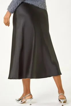 Roman Black Woven Satin Skirt