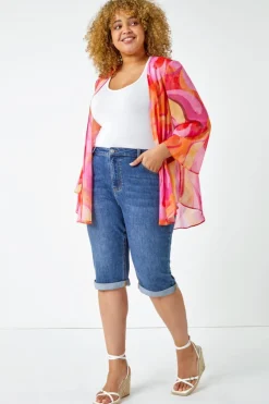 Roman Blue Curve Stretch Knee Length Denim Shorts