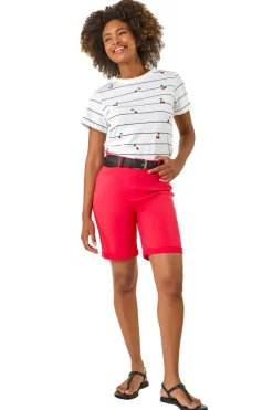 Roman Coral Turn Up Stretch Shorts