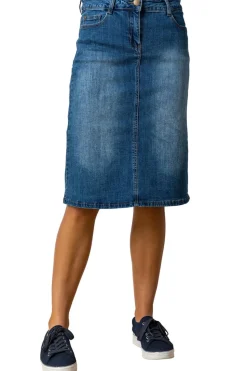 Roman Denim Cotton Denim Stretch A line Skirt