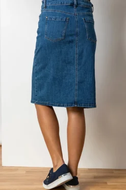 Roman Denim Cotton Denim Stretch A line Skirt
