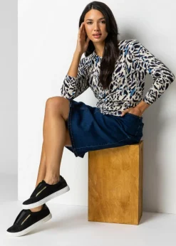 Roman Indigo Cotton Denim Stretch A line Skirt