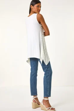 Roman Ivory Frill Detail Tunic Top