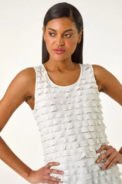 Roman Ivory Frill Detail Tunic Top