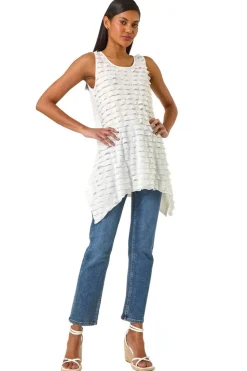 Roman Ivory Frill Detail Tunic Top