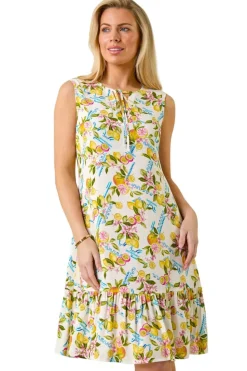 Roman Ivory Petite Lemon Frill Hem Dress