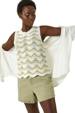 Roman Ivory Scallop Wave Knit Vest