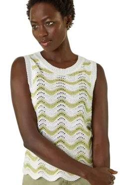Roman Ivory Scallop Wave Knit Vest