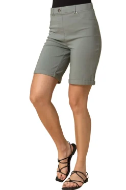 Roman Khaki Turn Up Stretch Shorts
