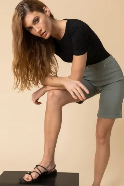 Roman Khaki Turn Up Stretch Shorts