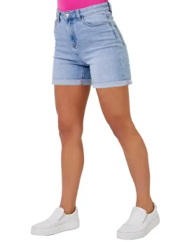 Roman Light Denim Stretch Denim Mom Shorts