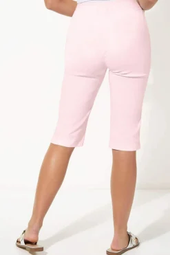 Roman Light-Pink Stretch Knee Length Elastic Waist  Shorts