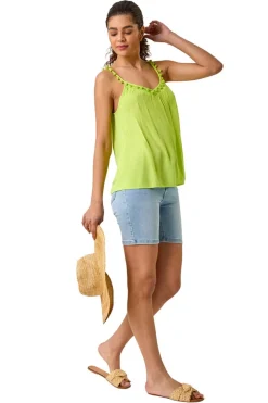 Roman Lime Pom Pom Cami Top