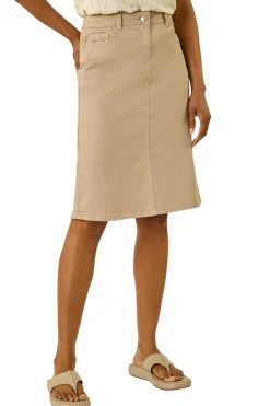 Roman Natural Cotton Denim Stretch A line Skirt