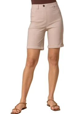 Roman Natural Elastic Waist Turn Up Stretch Shorts