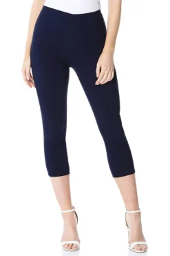 Roman Navy Blue Cropped Stretch Trouser Capri Summer Leggings 3/4 Pedal Pushers