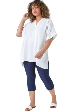 Roman Navy Blue Curve Cropped Stretch Trouser