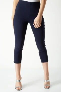 Roman Navy Blue Petite Cropped Stretch Trousers