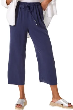 Roman Navy Cropped Linen Trouser