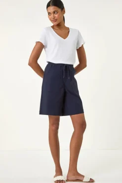 Roman Navy Drawcord Detail Pocket Stretch Shorts