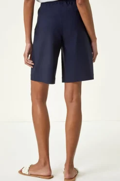Roman Navy Drawcord Detail Pocket Stretch Shorts
