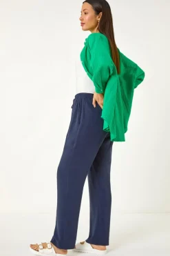 Roman Navy Full Length Linen Trouser