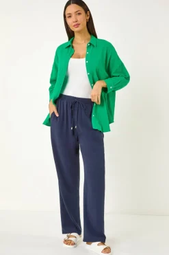 Roman Navy Full Length Linen Trouser