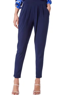 Roman Navy Jersey Stretch Elastic Waist Harem Trousers