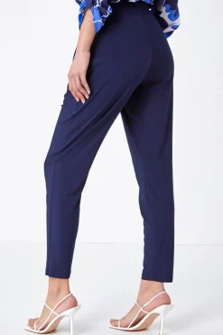 Roman Navy Jersey Stretch Elastic Waist Harem Trousers